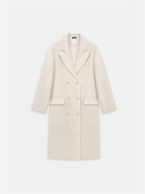 Calvin Klein Double-Breasted Trench Coat in Cream